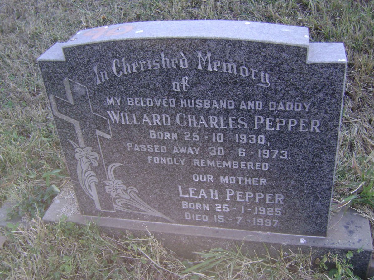 PEPPER Willard Charles 1930-1973 &amp; Leah 1925-1997