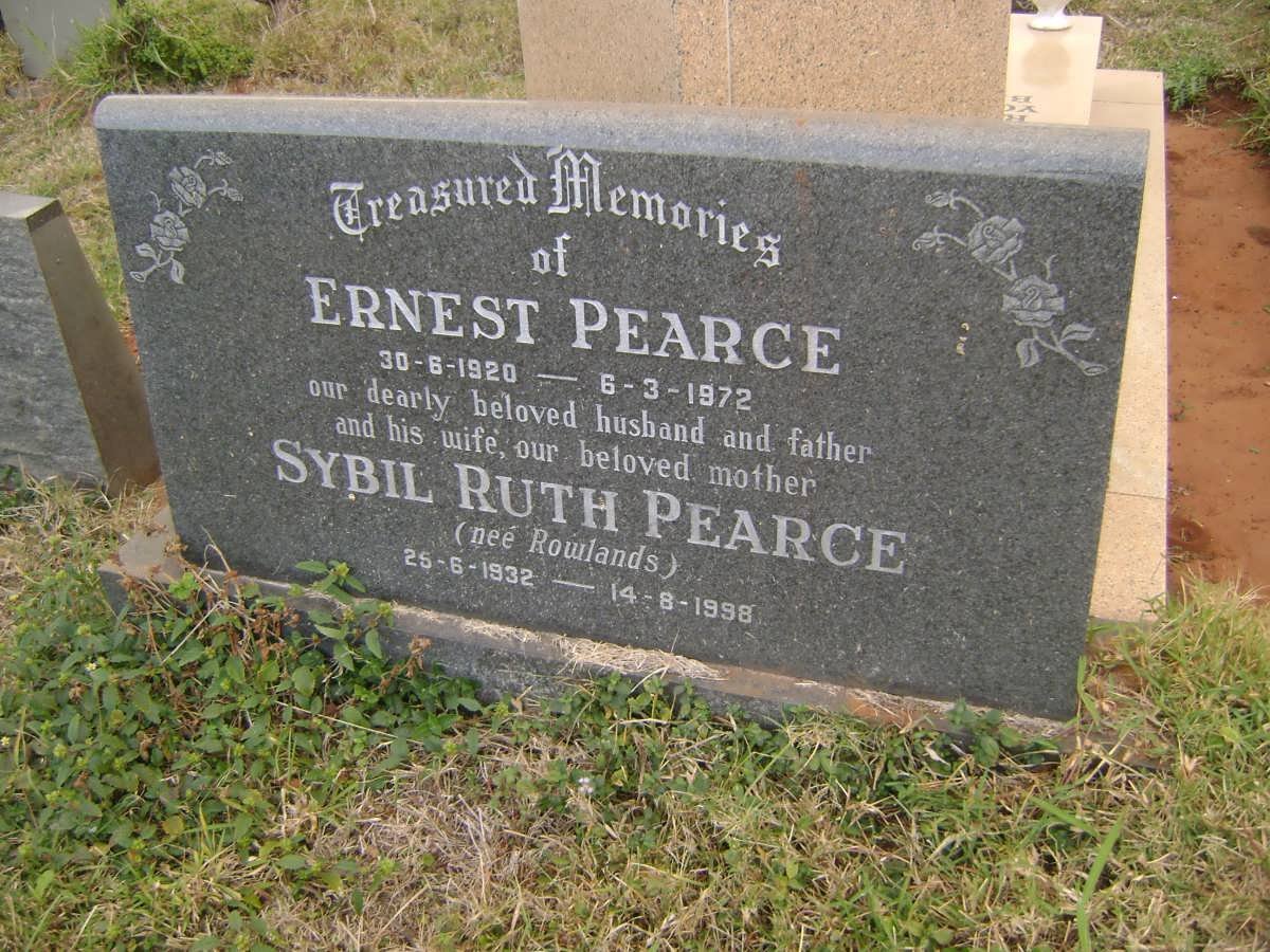 PEARCE Ernest 1920-1972 &amp; Sybil Ruth ROWLANDS 1932-1998