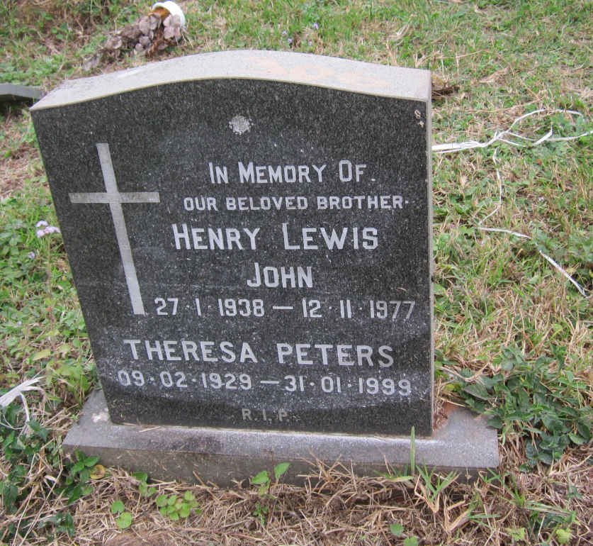 PETERS Theresa 1929-1999 :: JOHN Henry Lewis 1938-1977