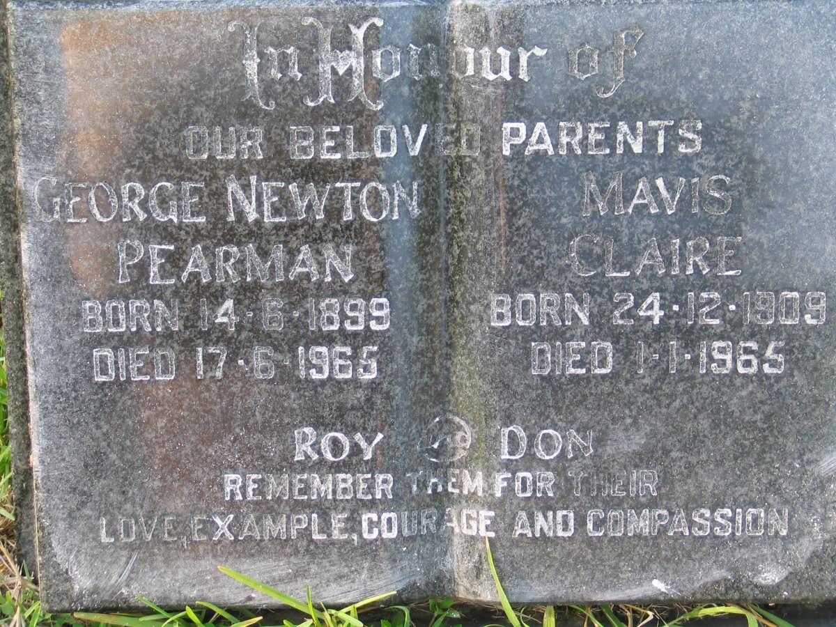 PEARMAN George Newton 1899-1965 &amp; Mavis Claire 1909-1965