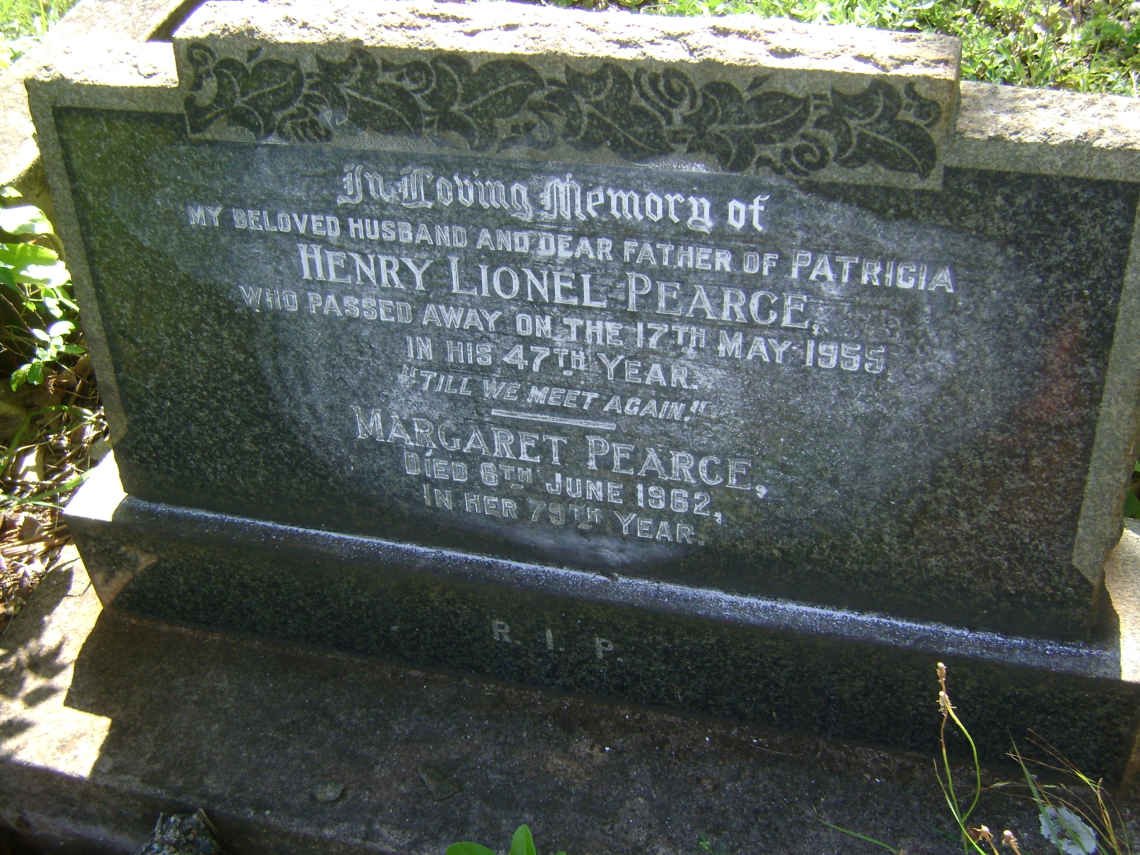 PEARCE Henry Lionel -1955 &amp; Margaret -1962