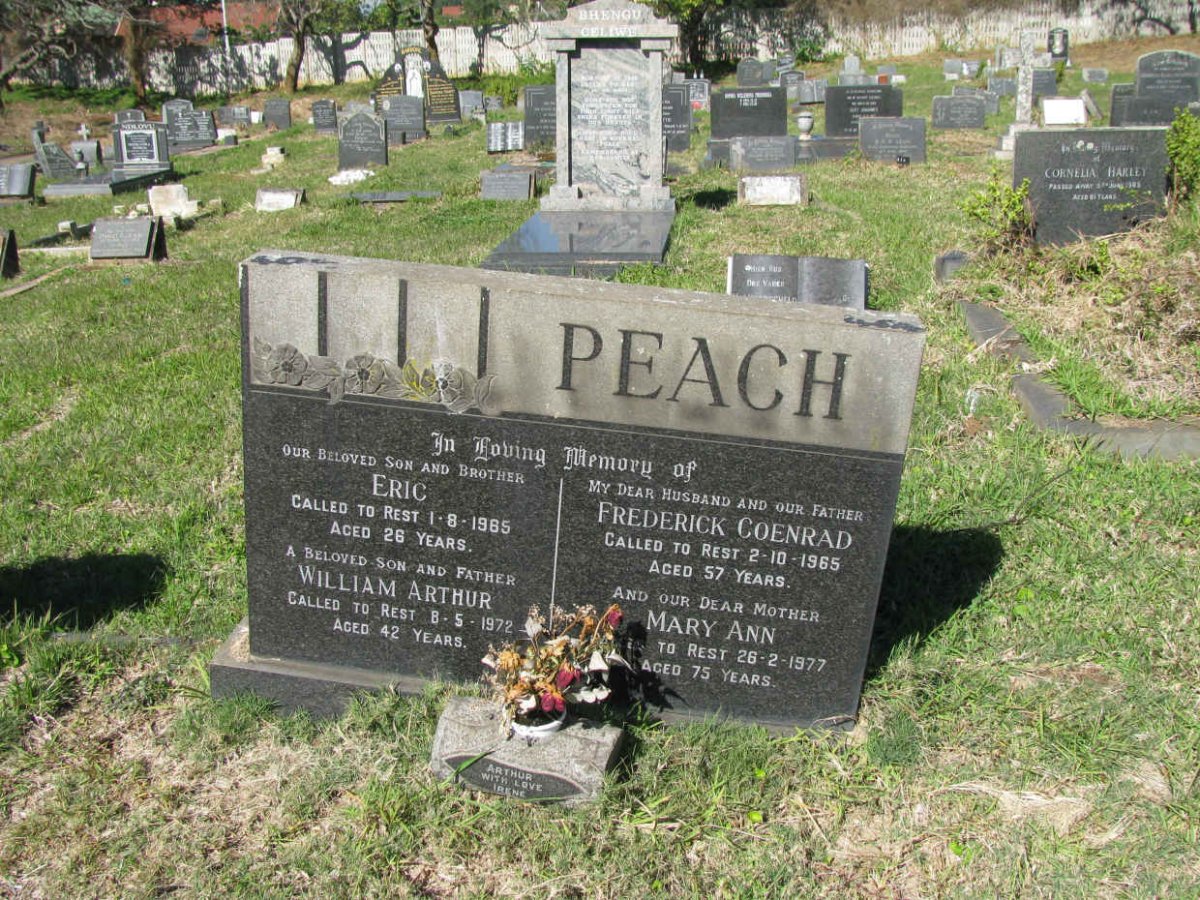 PEACH Frederick Coenrad -1965 &amp; Mary Ann -1977 :: PEACH William Arthur -1972 :: PEACH Eric -1965
