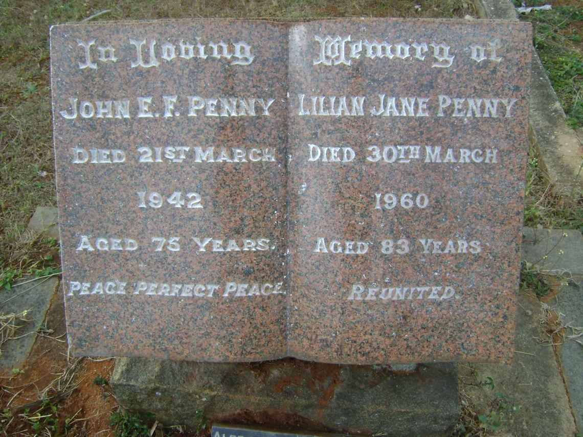PENNY John E. F. -1942 &amp; Lillian Jane -1960 :: HAGENS Alexander 1898-1978 &amp; Mona Florence PENNY 1896-1988