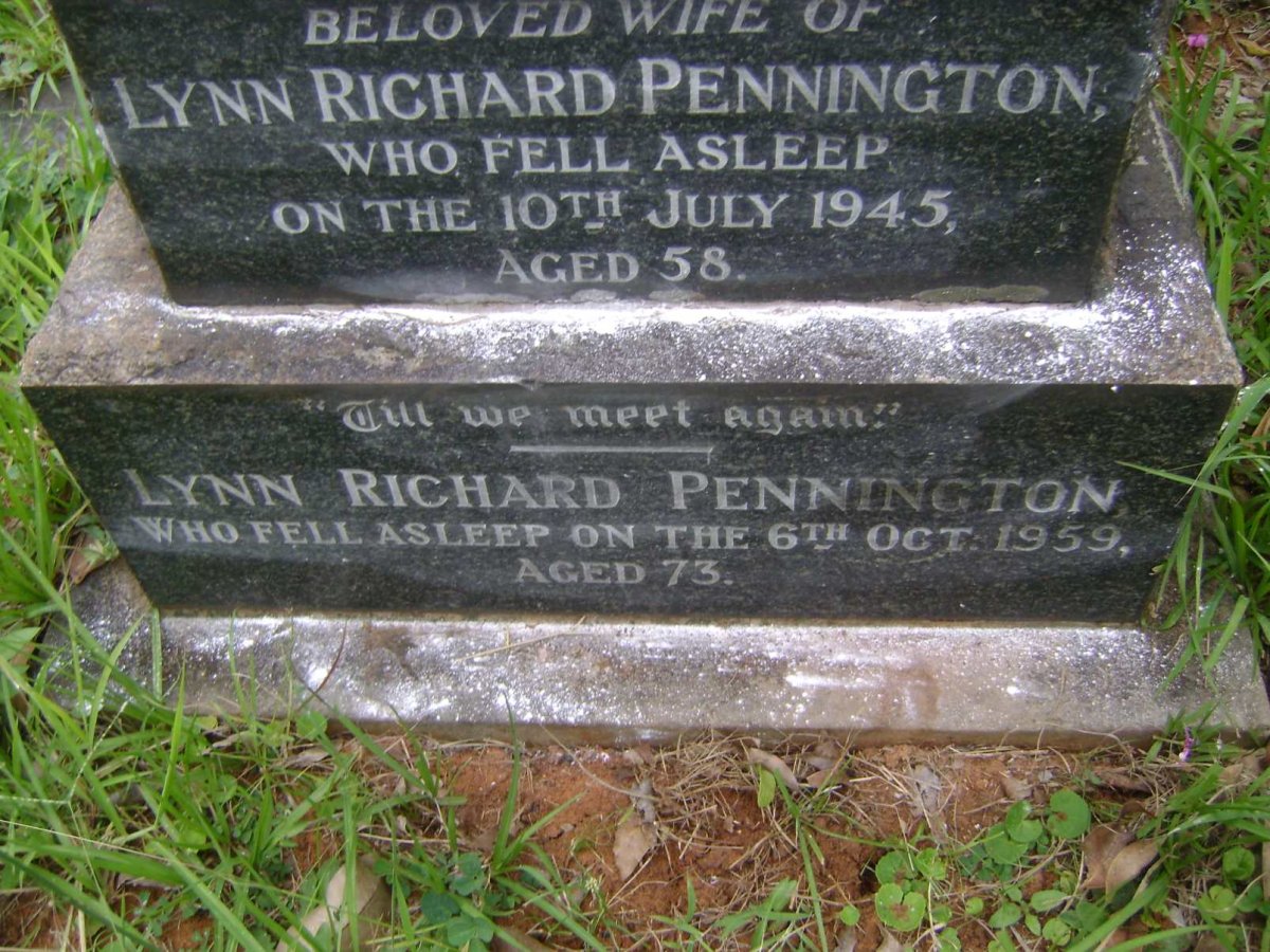 PENNINGTON Lynn Richard -1959 &amp; Irene Evelyn -1945