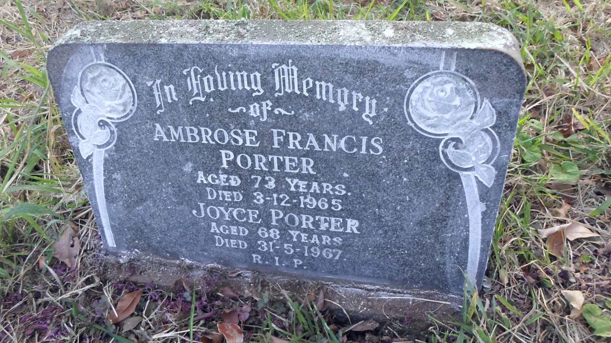 PORTER Ambrose Francis -1965 &amp; Joyce -1967