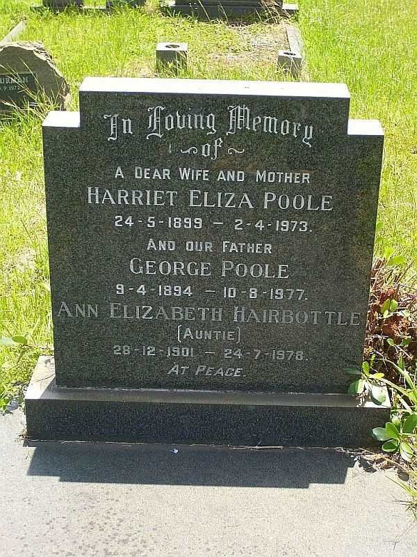 POOLE George 1894-1977 &amp; Harriet Eliza 1899-1973 :: HAIRBOTTLE Ann Elizabeth 1901-1978