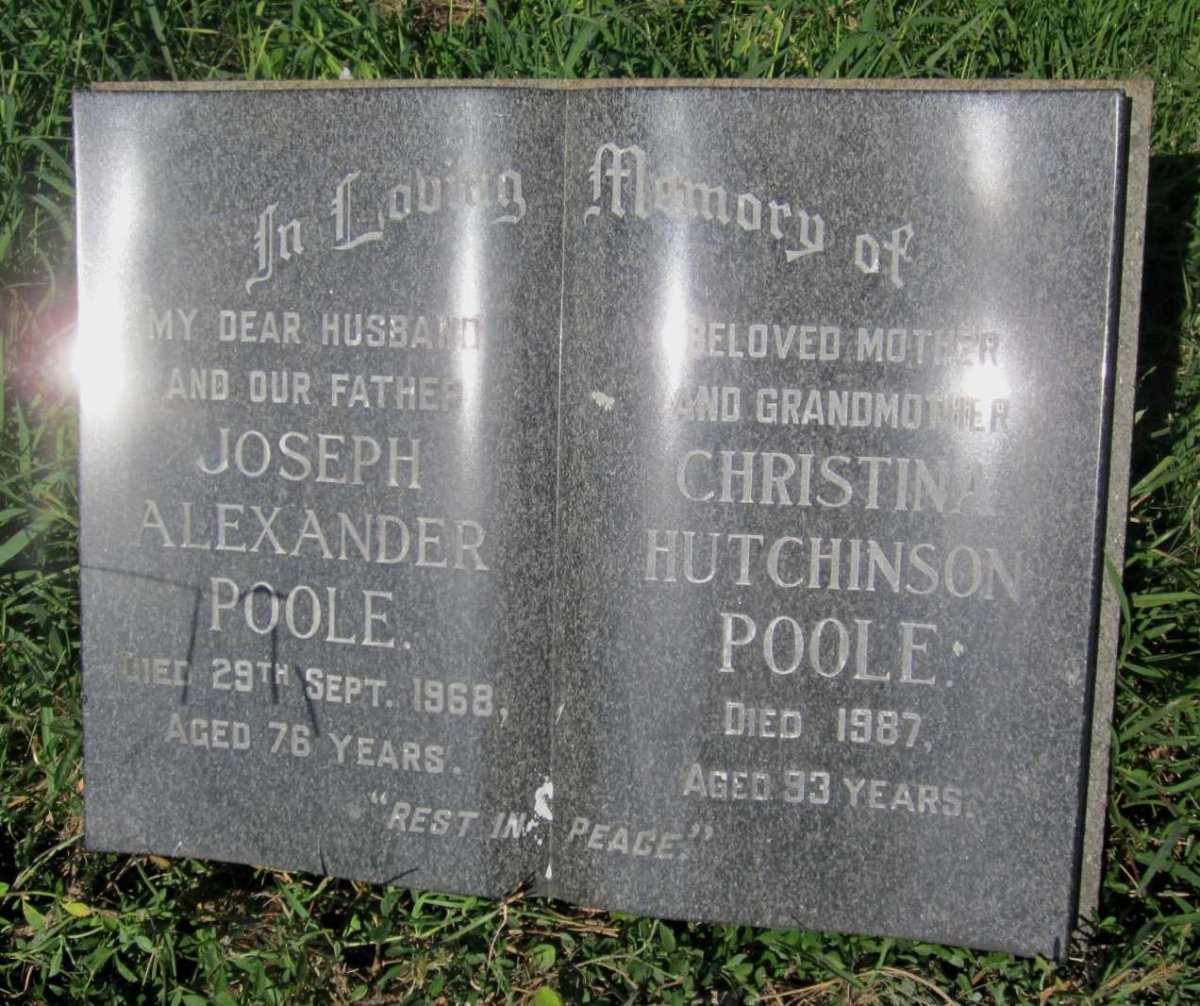 POOLE Joseph Alexander -1968 &amp; Christina Hutchinson -1987