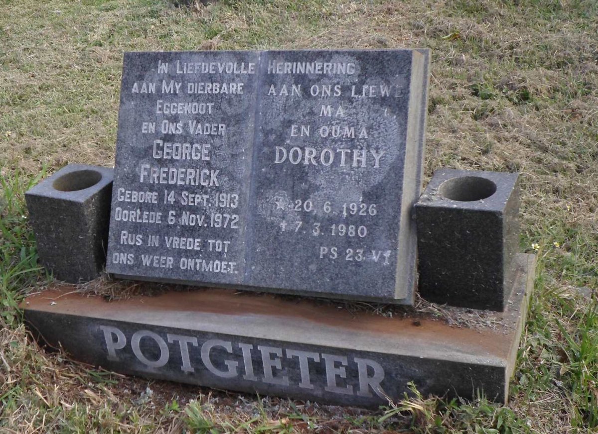 POTGIETER George Frederick 1913-1972 &amp; Dorothy 1926-1980