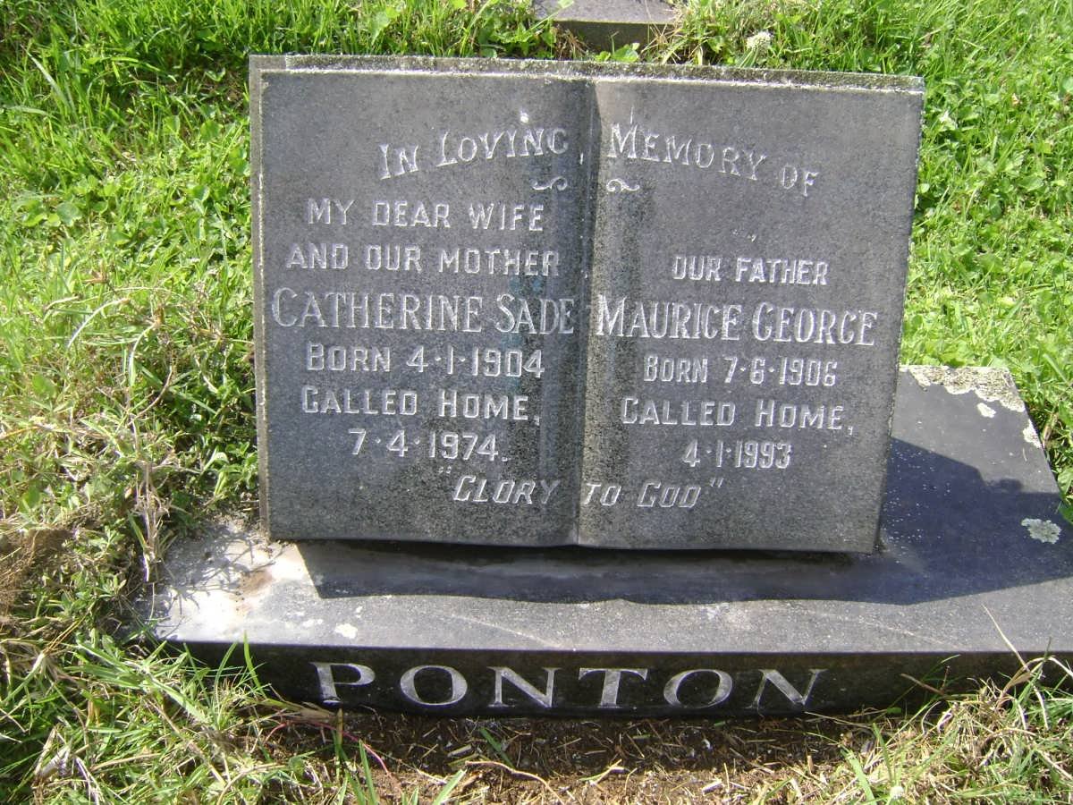 PONTON Maurice George 1906-1993 &amp; Catherine Sade 1904-1974
