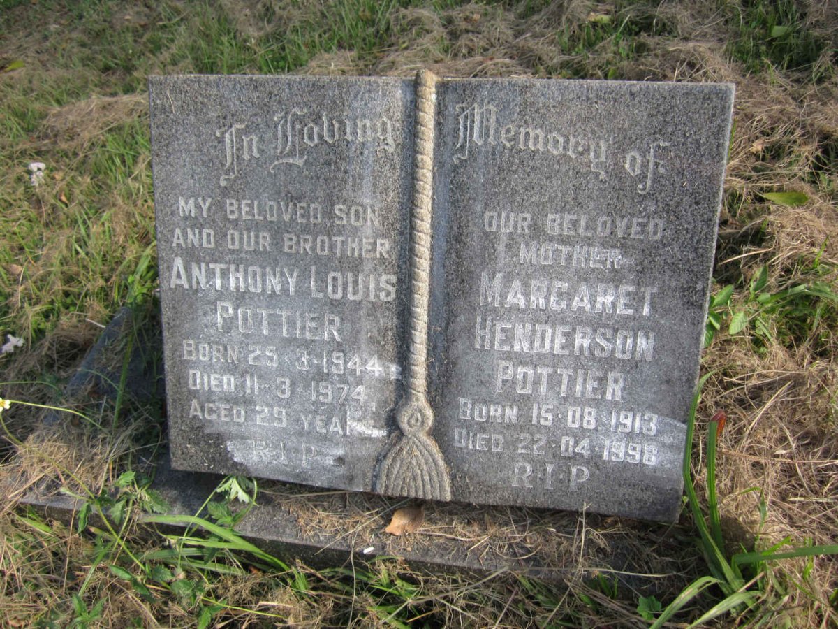 POTTIER Margaret Henderson 1913-1998 :: POTTIER Anthony Louis 1944-1974
