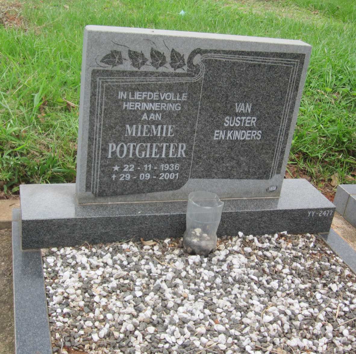 POTGIETER Jacomina Elizabeth A. 1936-2001