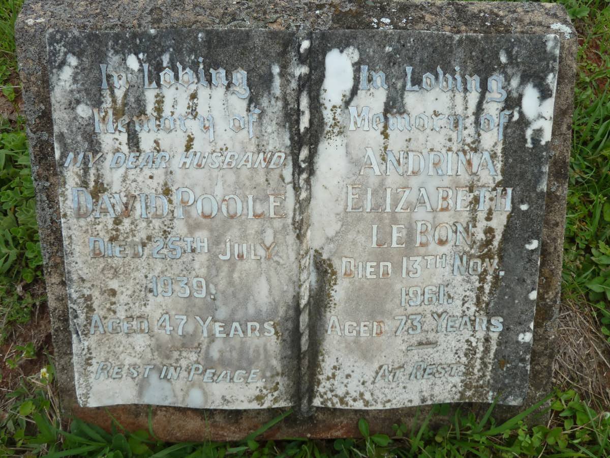 POOLE David -1939 &amp; Andrina Elizabeth LE BON -1961