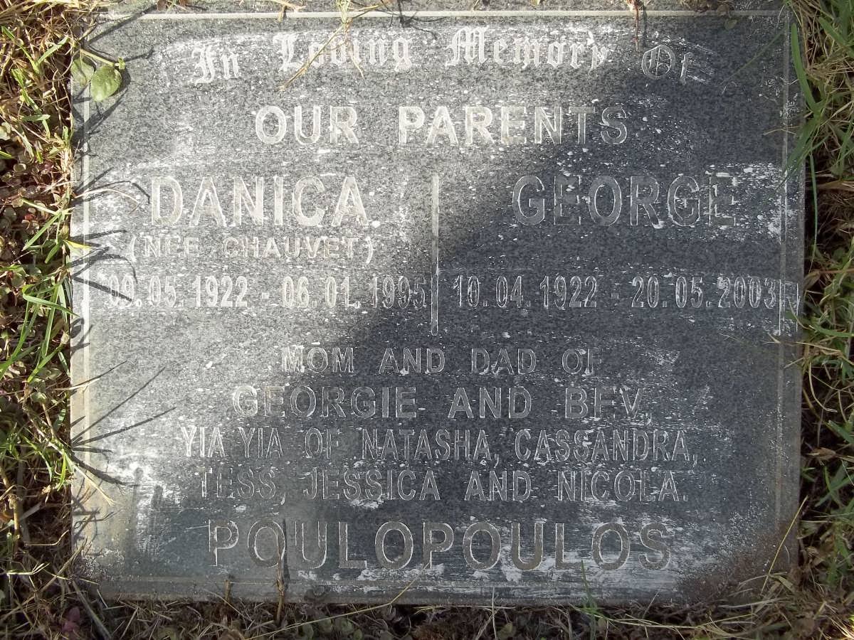 POULOPOULOS George 1922-2003 &amp; Danica nee CHAUVET 1922-1995 :: CHAUVET Pierre Philippe 1893-1959 &amp; Annie 1900-1977