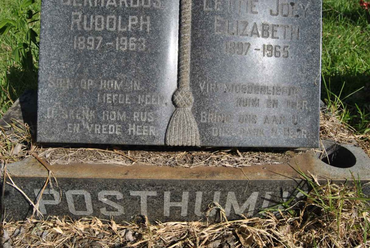 POSTHUMUS Gerhardus Rudolph 1897-1963 &amp; Lettie Joey Elizabeth 1887-1965