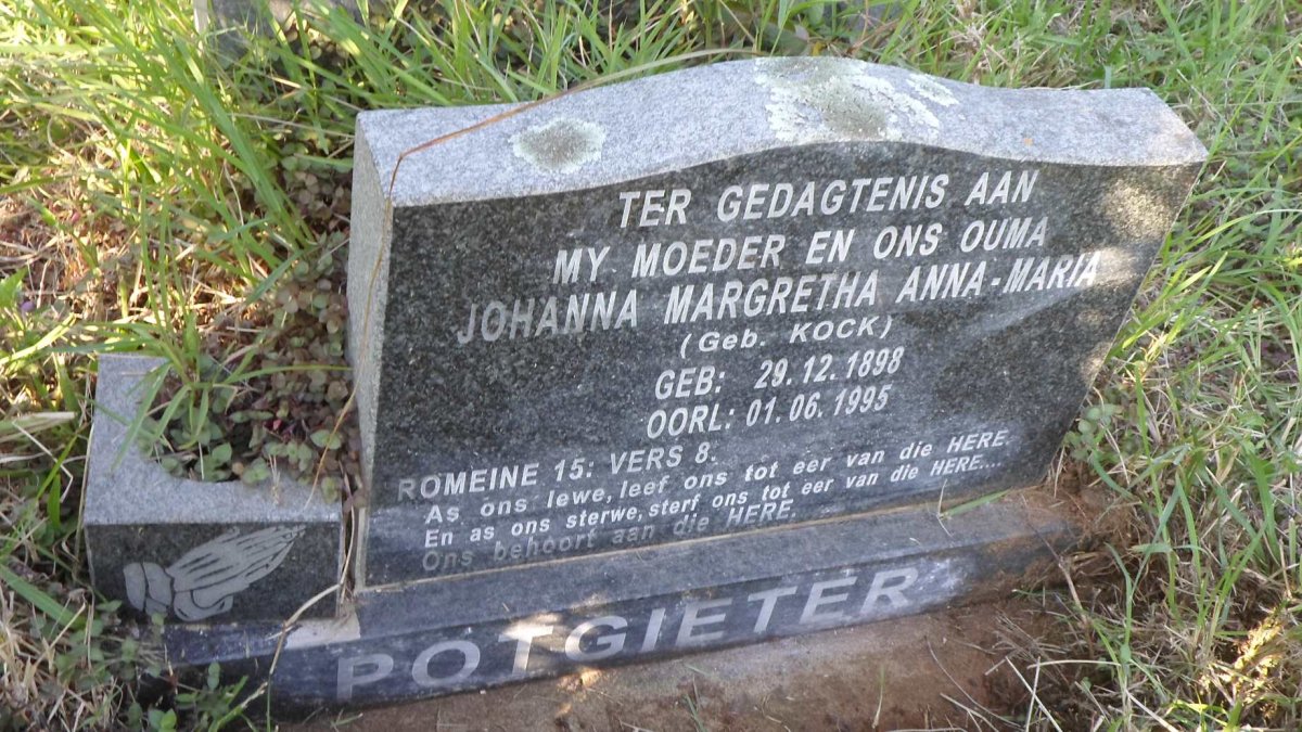 POTGIETER Johanna Margretha Anna-Marie nee KOCK 1898-1995
