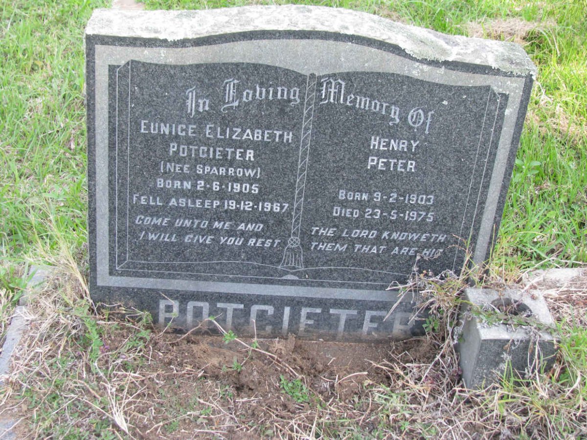 POTGIETER Henry Peter 1903-1975 &amp; Eunice Elizabeth SPARROW 1905-1967