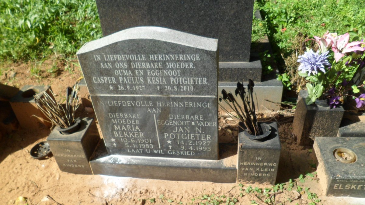 POTGIETER Jan N. 1927-1993 &amp; Casper Paulus Kesia 1927-2010 :: BEKKER Maria 1901-1983