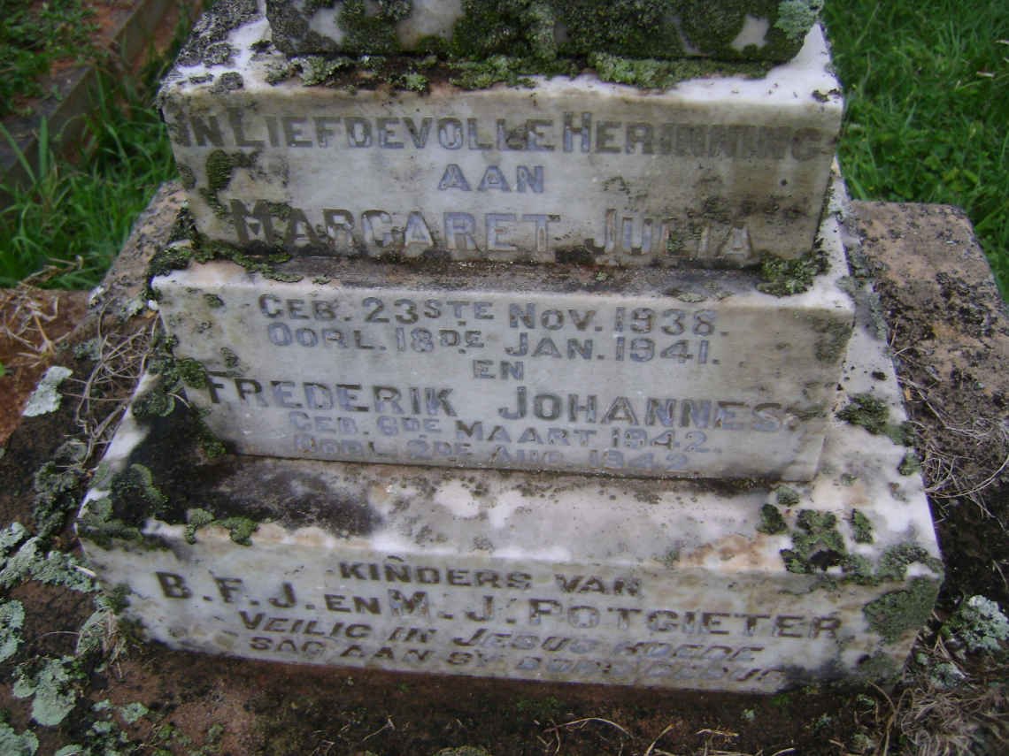 POTGIETER Margaret Julia 1938-1941 :: POTGIETER Frederik Johannes 1942-1942