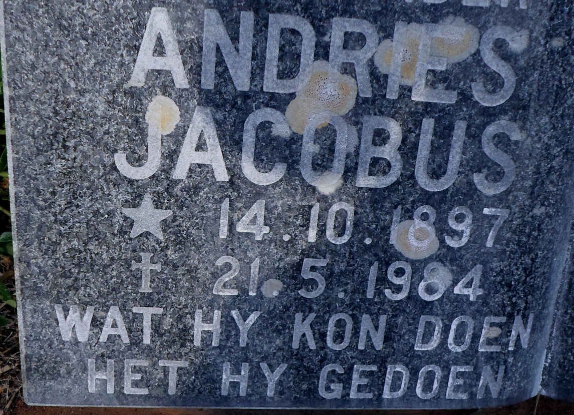 POEL Andries Jacobus, van der 1897-1984