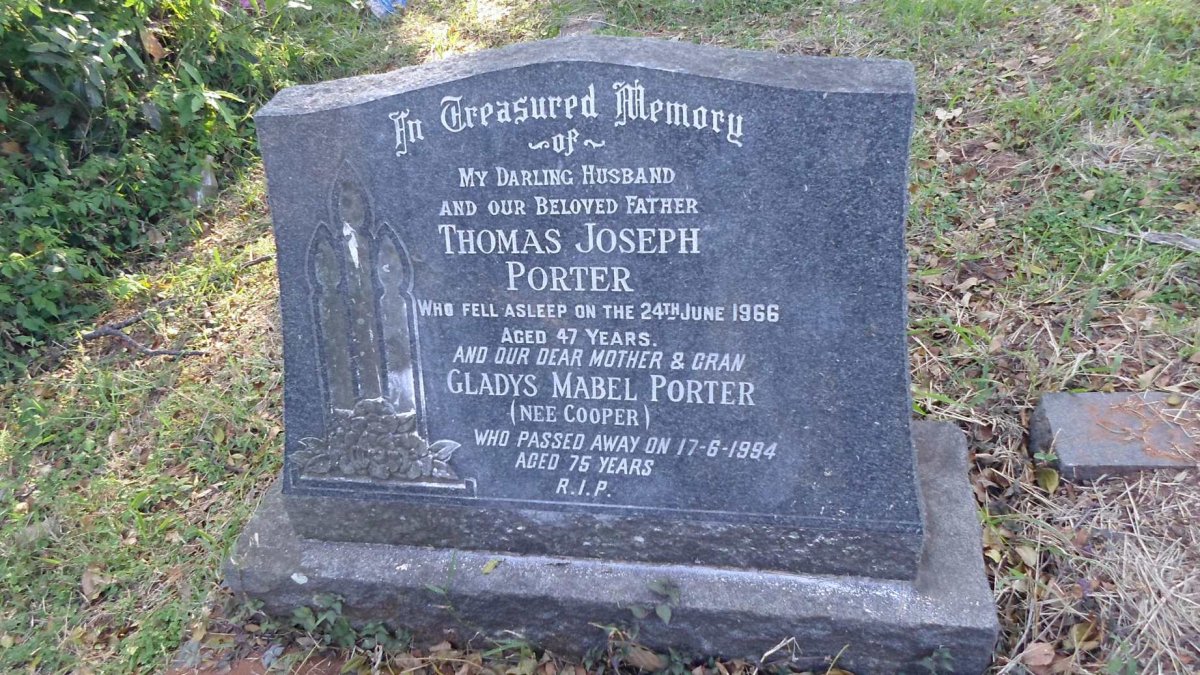 PORTER Thomas Joseph -1966 &amp; Gladys Mabel nee COOPER -1994