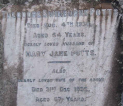 POTTS Theodore Swinburne -1930 &amp; Mary Jane –1932