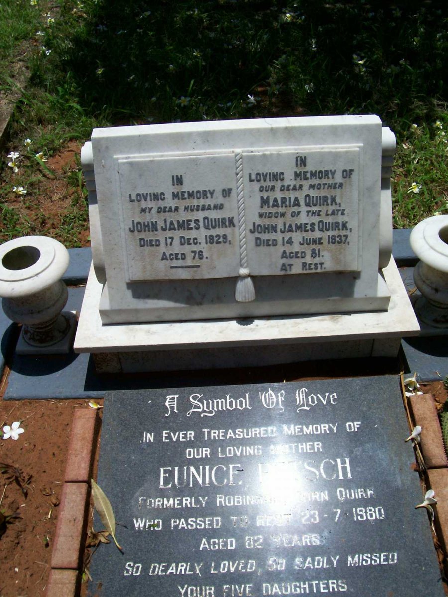QUIRK John James -1928 &amp; Maria 1856-1937 :: QUIRK Eunice R?tsch formerly ROBINSON -1980