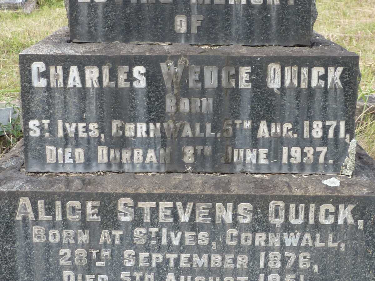 QUICK Charles Wedge 1871-1937 &amp; Alice Stevens 1876-1951 :: QUICK Elizabeth Jane 1906-1963