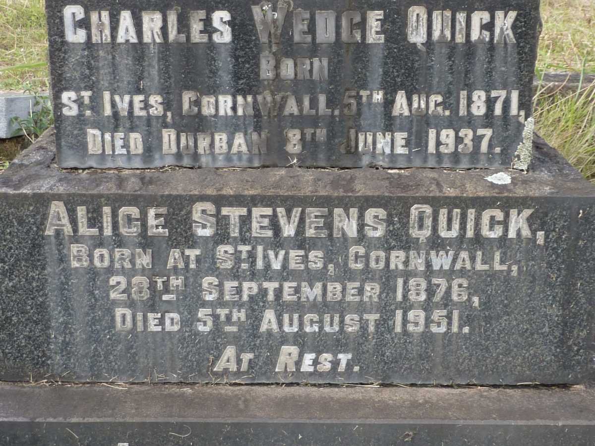 QUICK Charles Wedge 1871-1937 &amp; Alice Stevens 1876-1951 :: QUICK Elizabeth Jane 1906-1963