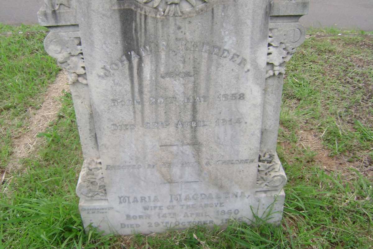 RHEEDER Johan P. 1858-1914 &amp; &amp; Maria Magdalena 1860-1945