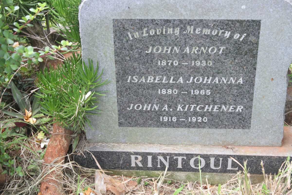 RINTOUL John Arnot 1870-1930 &amp; Isabella Johanna 1880-1965 :: RINTOUL John A. Kitchener 1916-1920