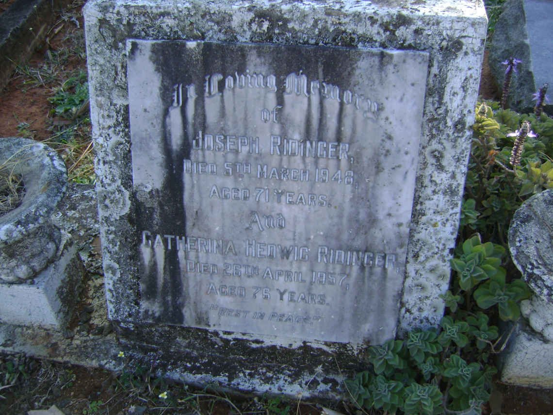 RIDINGER Joseph -1948 &amp; Catherina Hedwig -1957