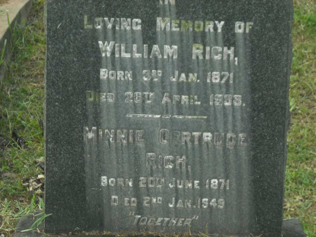 RICH William 1871-1938 &amp; Minnie Gertrude 1871-1949