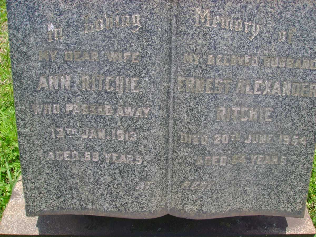 RITCHIE Ernest Alexander -1954 ::  Ann -1913