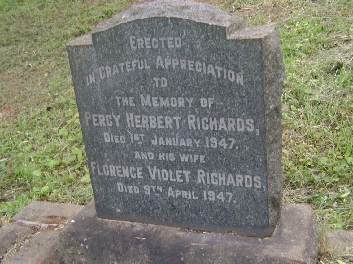 RICHARDS Percy Herbert -1947 &amp; Florence Violet -1947