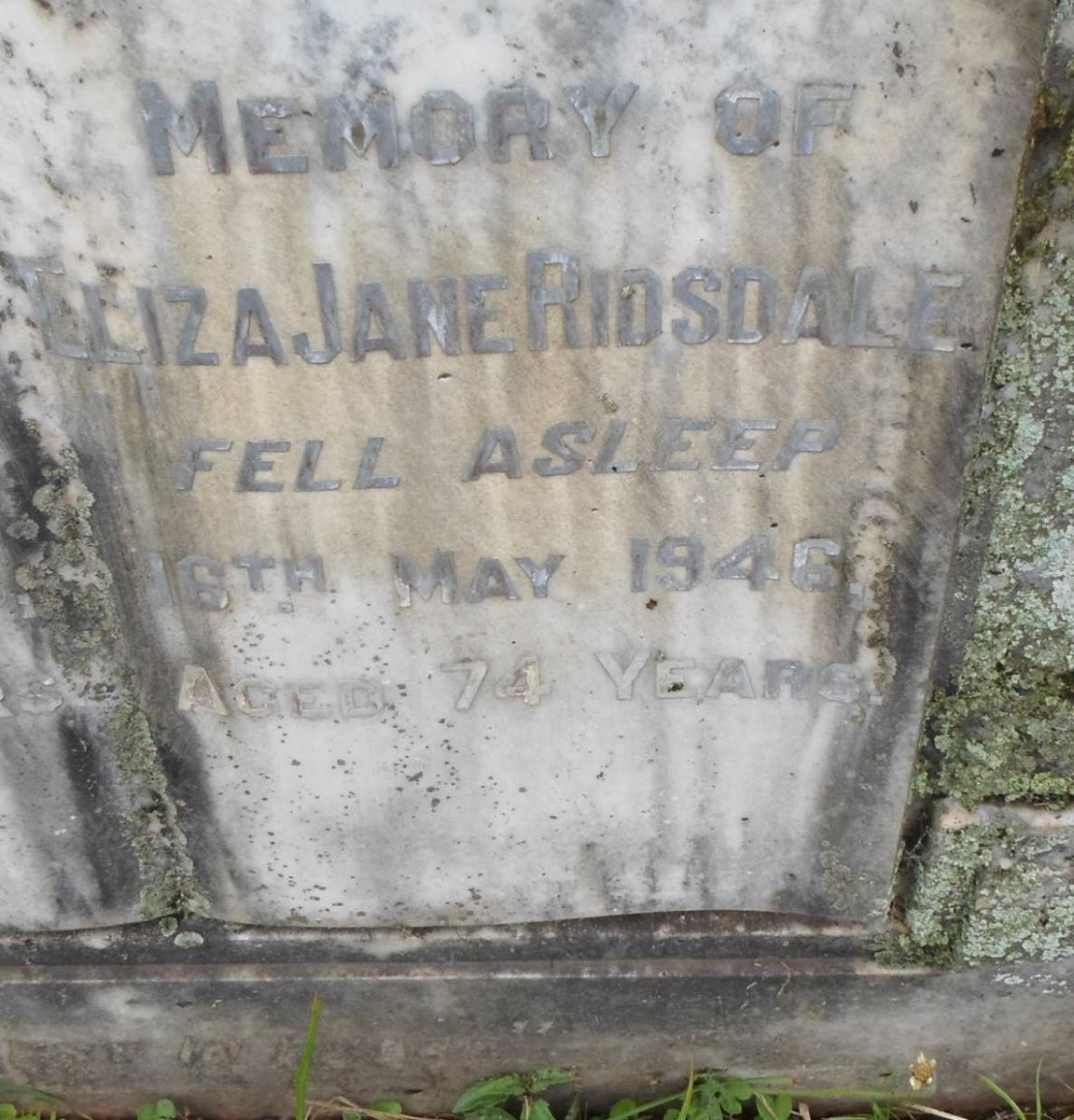 RIDSDALE James -1943 &amp; Eliza Jane -1946