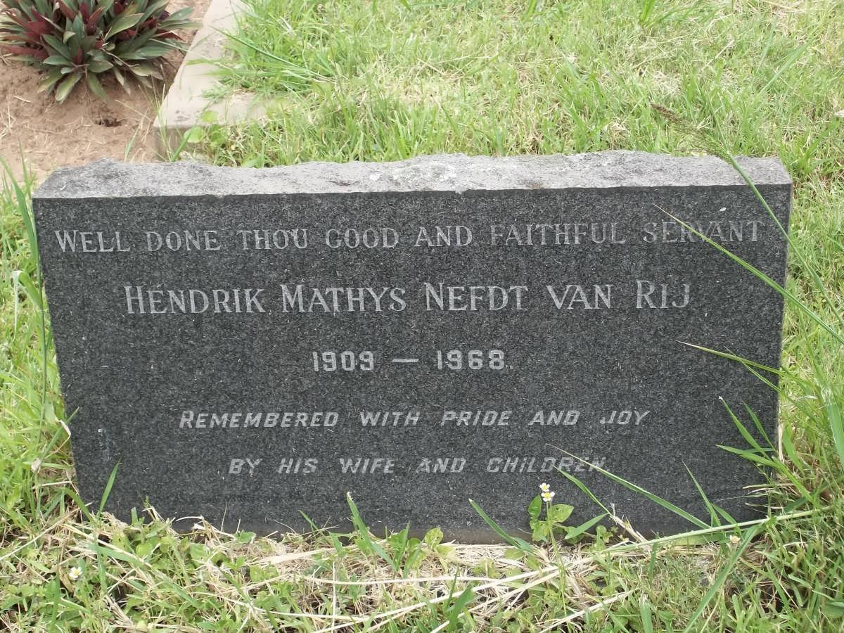 RIJ Hendrik Mathys Nefdt, van 1909-1968
