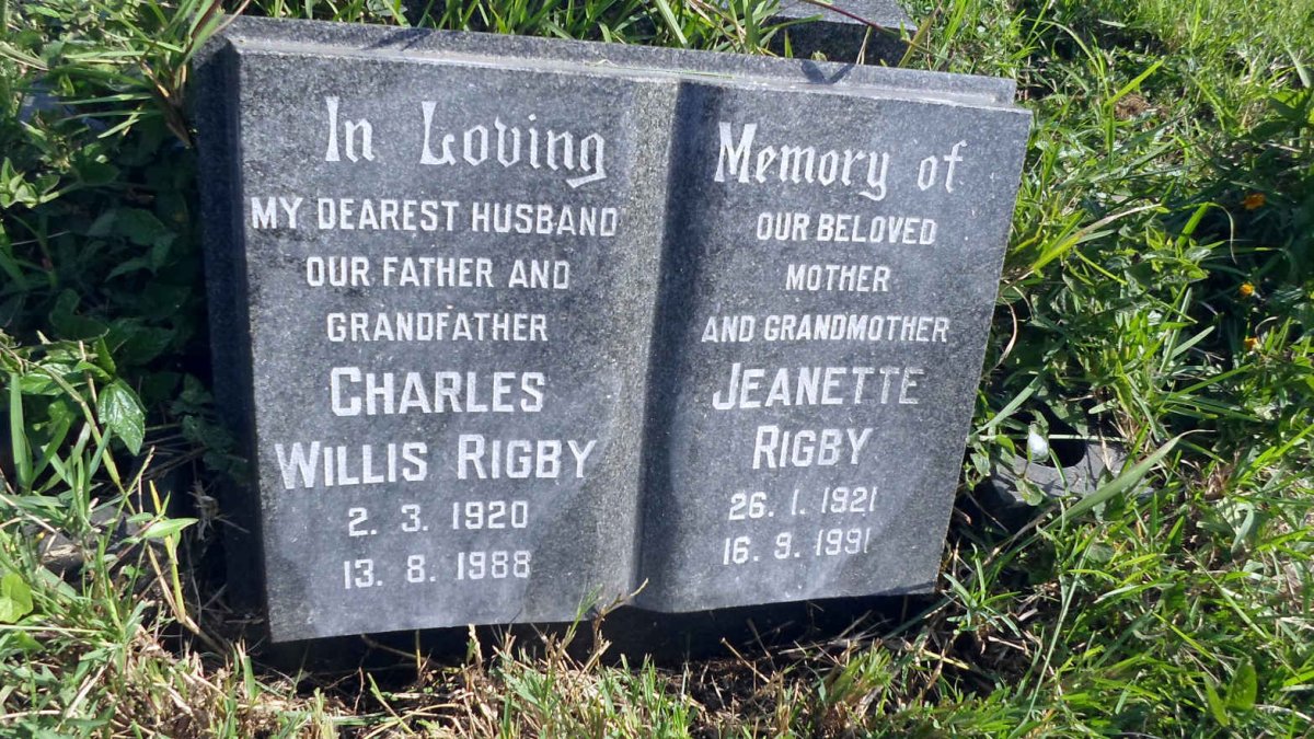 RIGBY Charles Willis 1920-1988 &amp; Jeanette 1921-1991