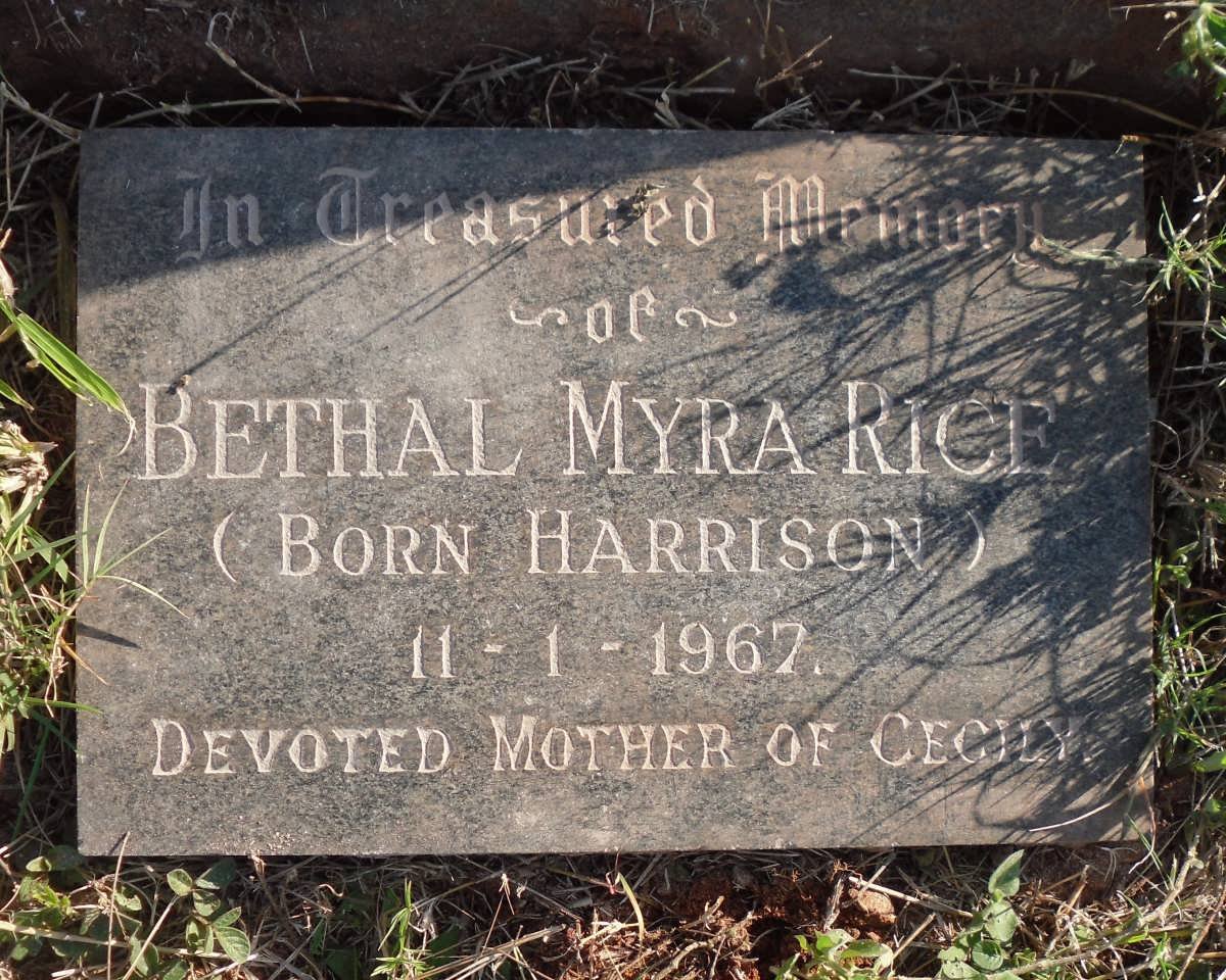 RICE Bethal Myra nee HARRISON -1967