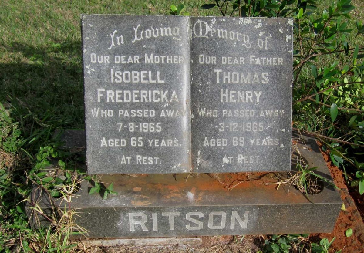 RITSON Thomas Henry -1965 &amp; Isobell Fredericka -1965