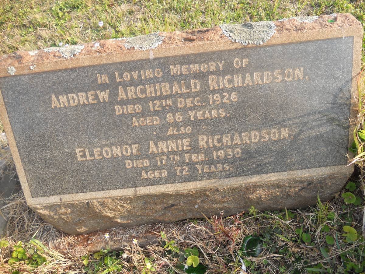 RICHARDSON Andrew Archibald -1926 &amp; Eleonor Annie -1930