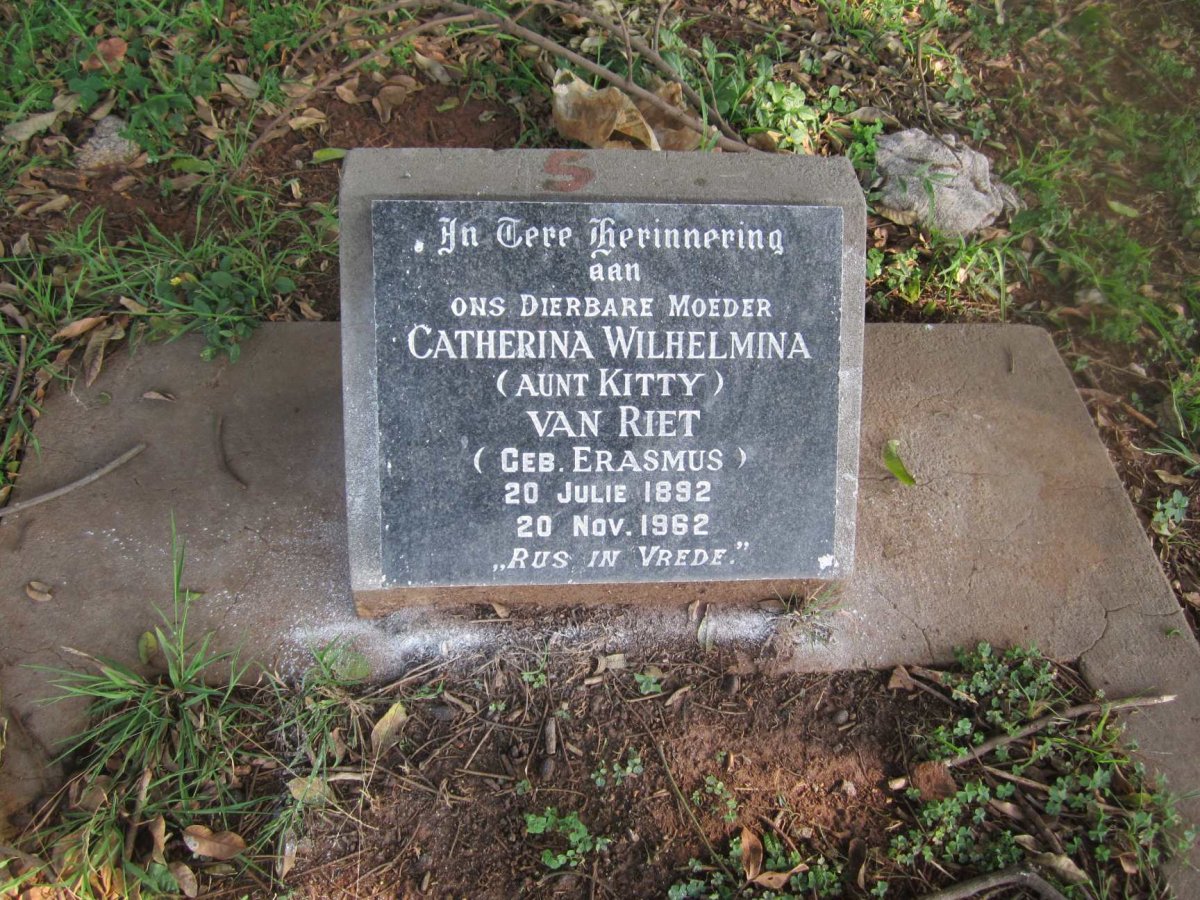 RIET Catherina Wilhelmina, van nee ERASMUS 1892-1962