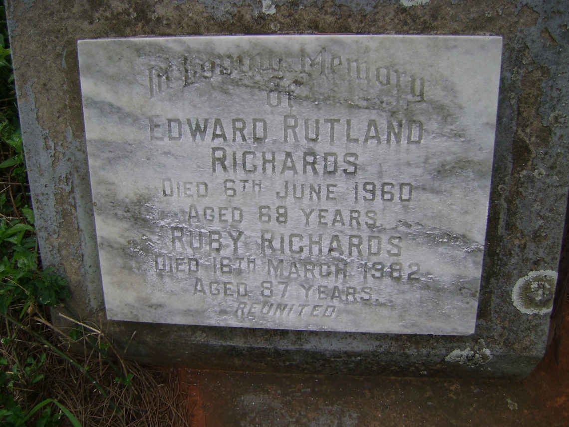 RICHARDS Edward Rutland -1960 &amp; Ruby -1982