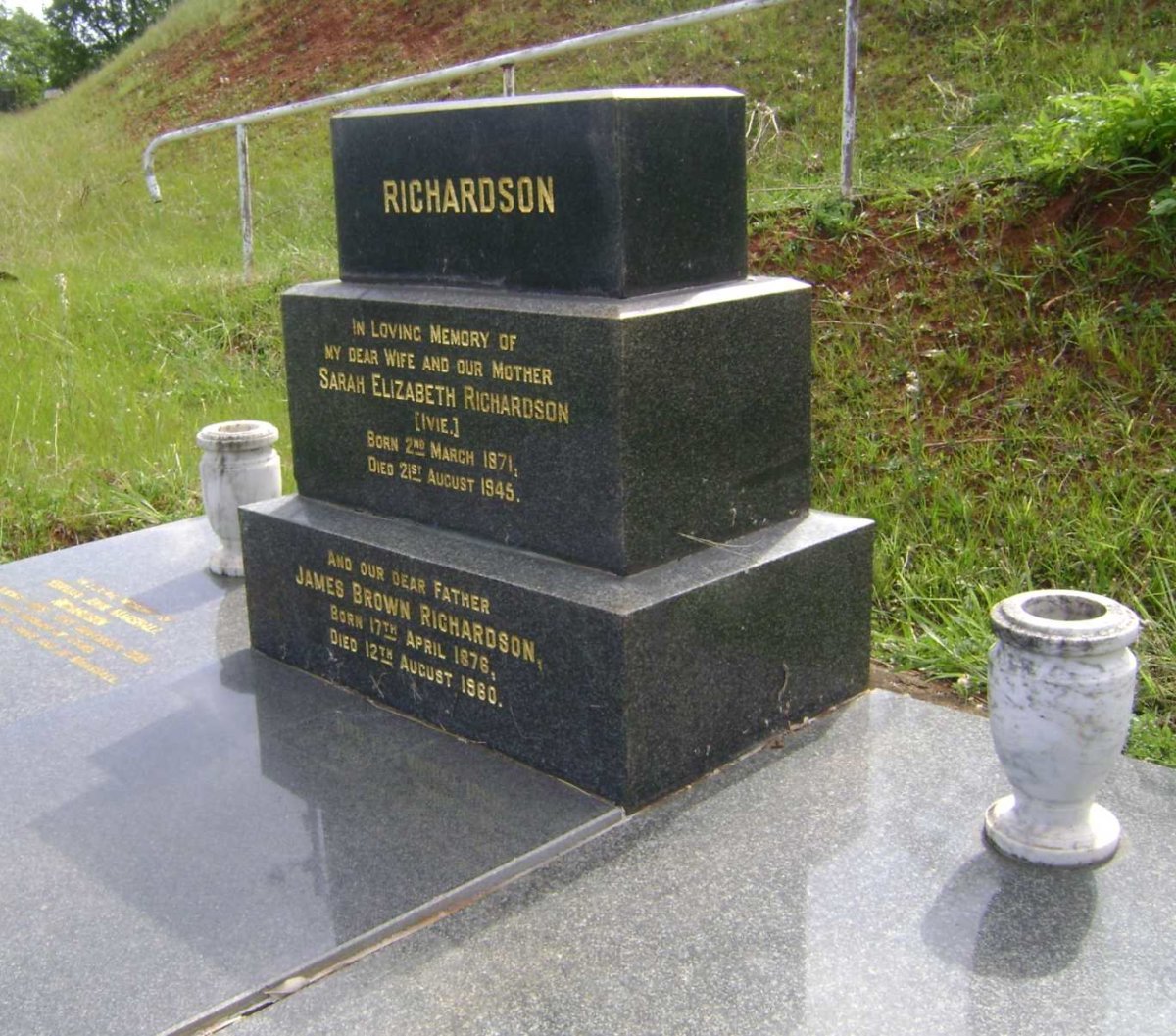 RICHARDSON James Brown 1876-1960 &amp; Sarah Elizabeth 1871-1945 :: RICHARDSON Norman John Marshall 1906-2001