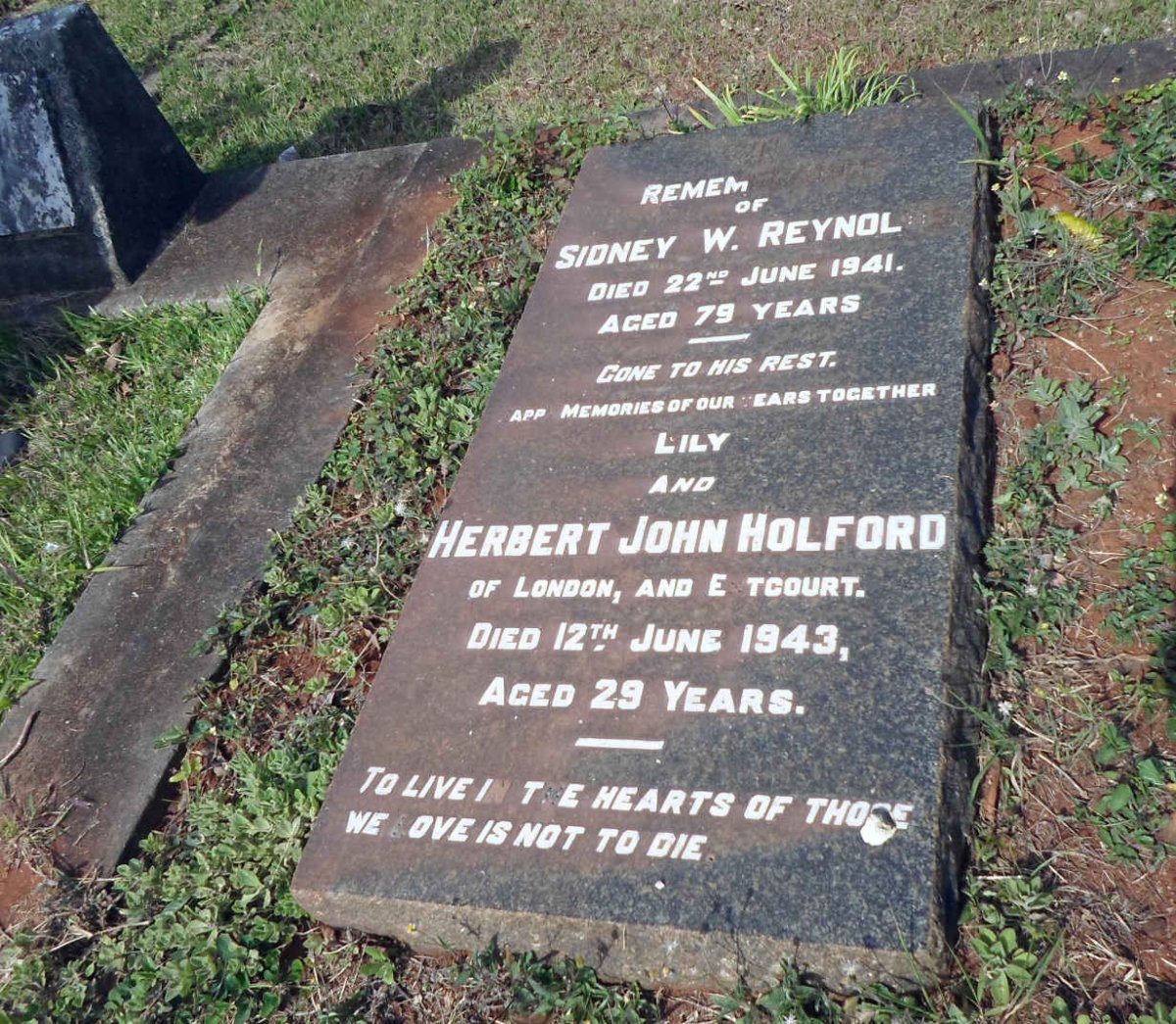 REYNOLDS Sidney W. -1941 :: HOLFORD Herbert John -1943