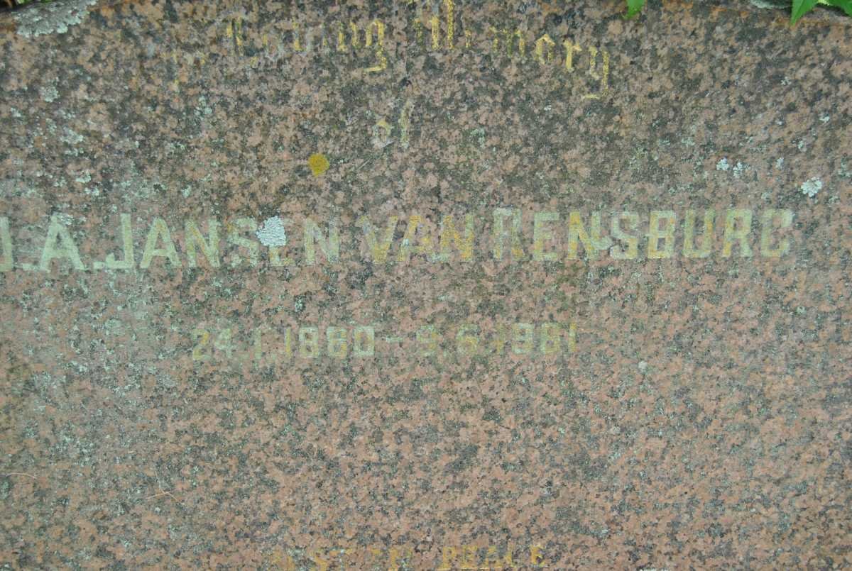 RENSBURG J. A., Jansen van 1880-1961