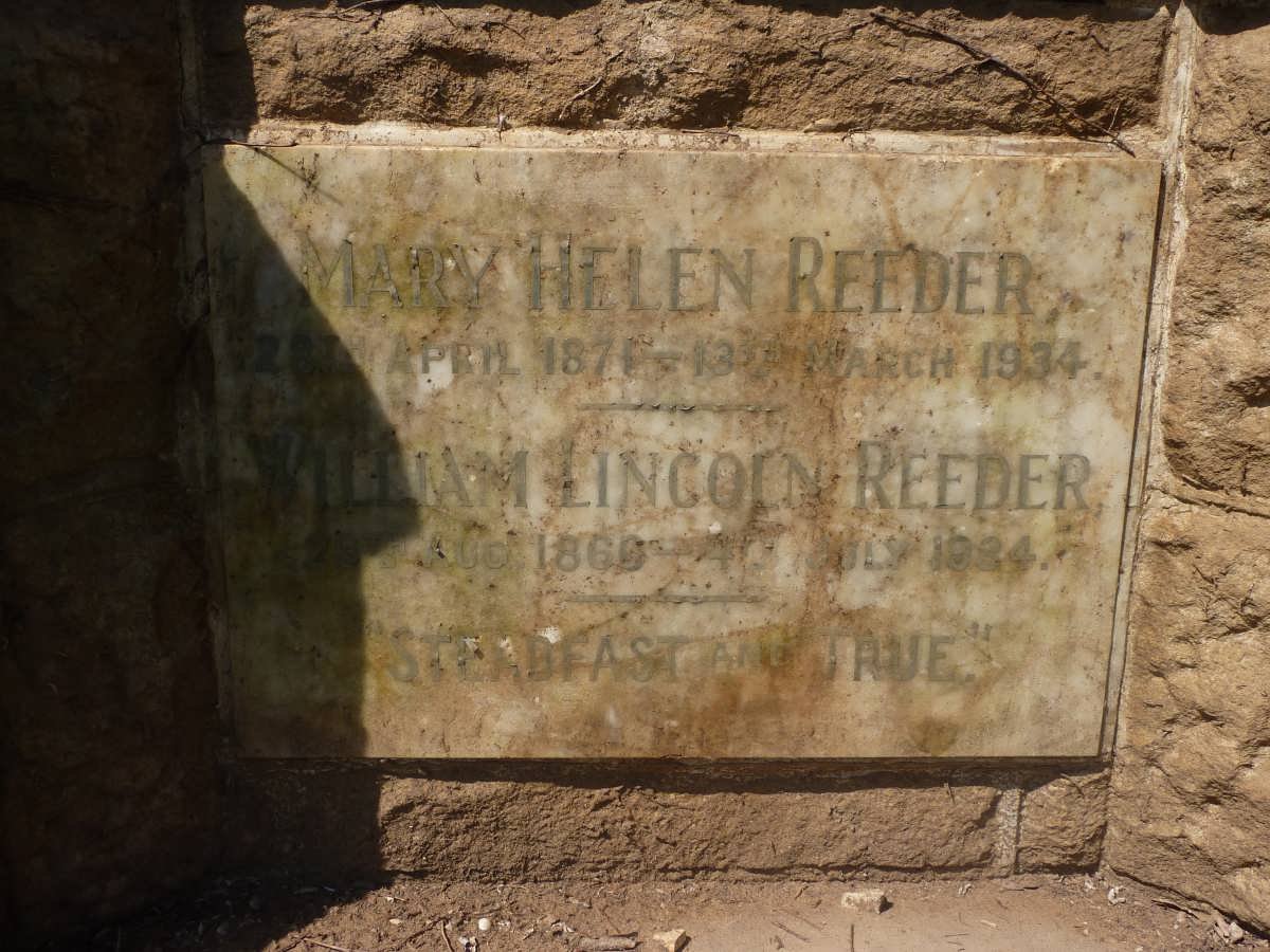 REEDER William Lincoln 186?-1934 &amp; Mary Helen 1871-1934