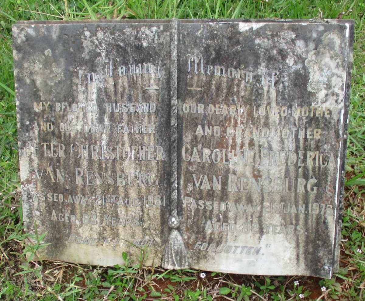 RENSBURG Peter Christopher, van -1961 &amp; Caroline Frederica -1979