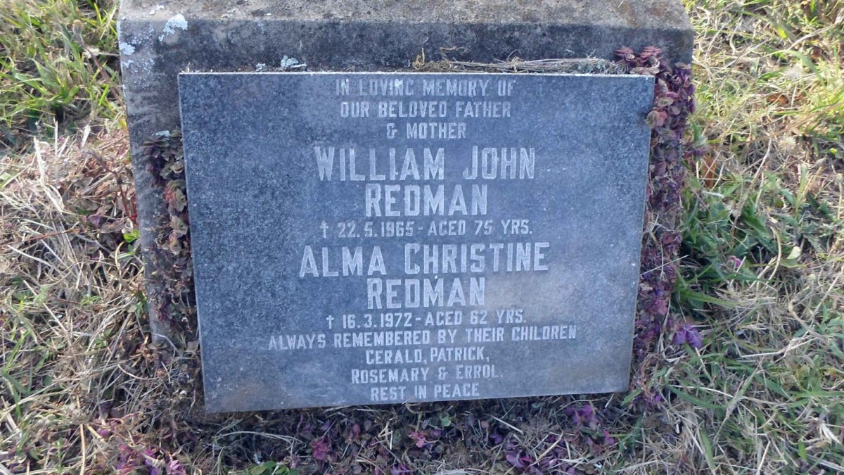 REDMAN William John -1965 &amp; Alma Christine -1972