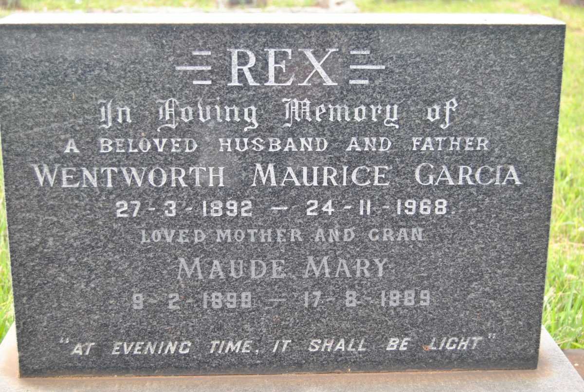 REX Wentworth Maurice Garcia 1892-1968 &amp; Maude Mary 1898-1989