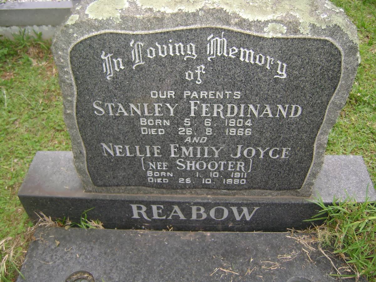 REABOW Stanley Ferdinand 1904-1966 &amp; Nellie Emily Joyce SHOOTER 1911-1980